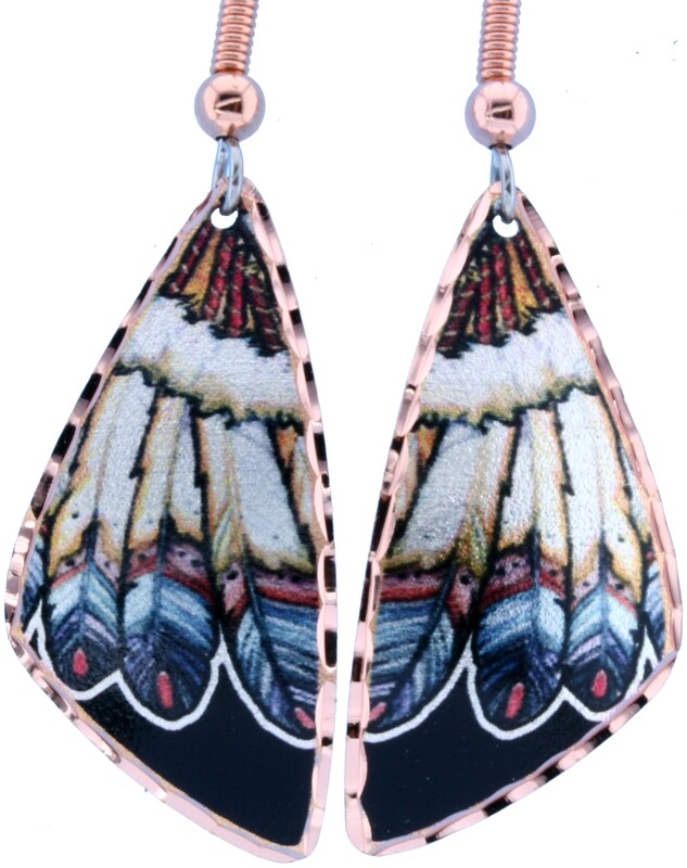 TRIANGLE COLORFUL FEATHER EARRINGS LD-308