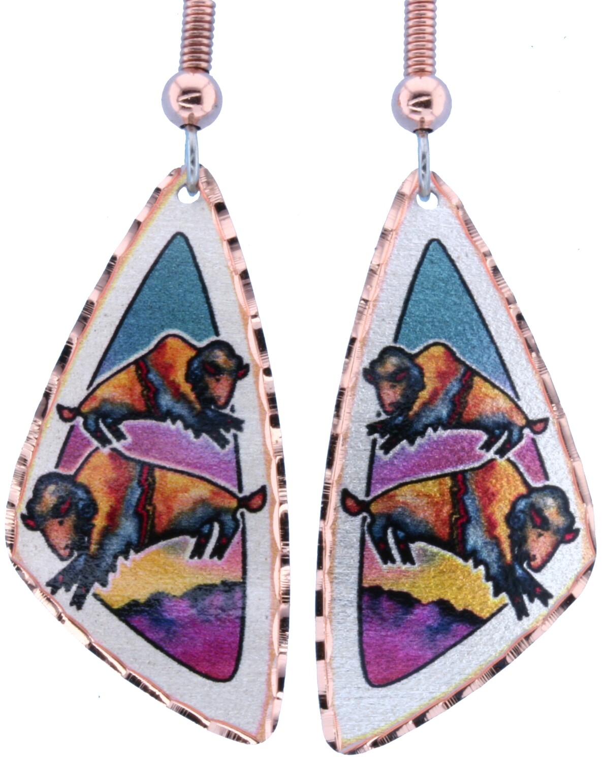 TRIANGLE COLORFUL NATIVE BUFFALO EARRINGS LD-332