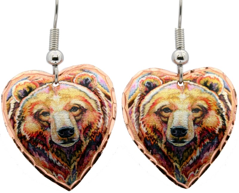 HEART SHAPE COLORFUL BEAR EARRINGS LD-251