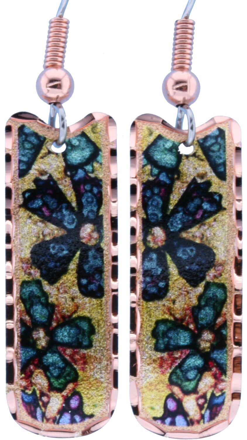 RECTANGULAR FLOWER ART EARRINGS LD-300