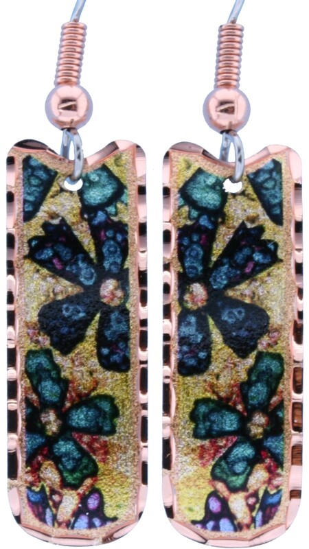 RECTANGULAR FLOWER ART EARRINGS LD-300
