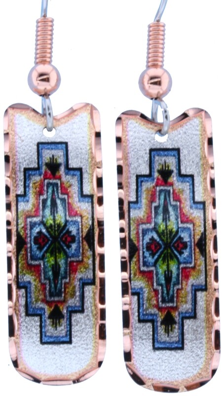 RECTANGULAR NATIVE AMERICAN EARRINGS LD-338