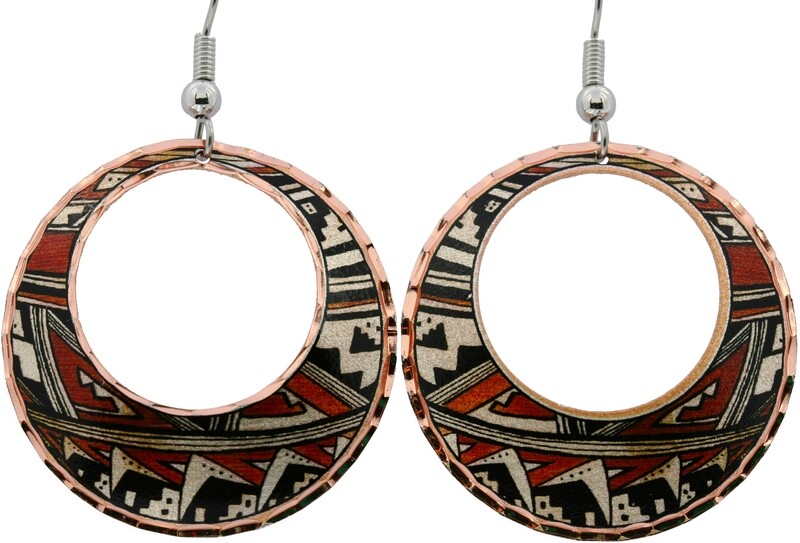 NATIVE HOPI INDIANS POTTERY ART EARRINGS LD-213