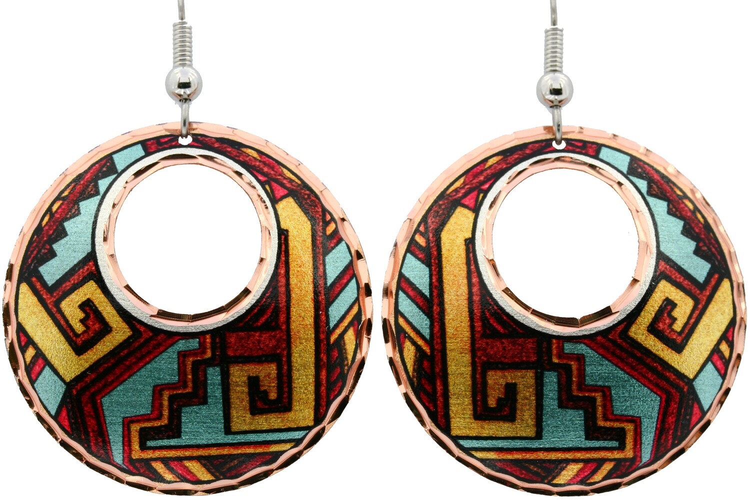 NATIVE ZUNI INDIANS POTTERY ART EARRINGS LD-243