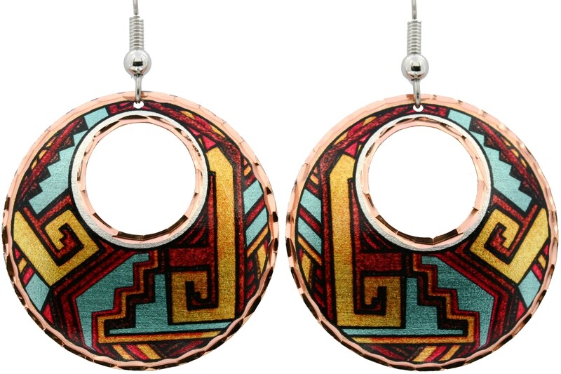 NATIVE ZUNI INDIANS POTTERY ART EARRINGS LD-243