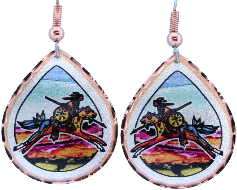 TEARDROP AMERICAN INDIAN WARRIOR EARRINGS LD-333