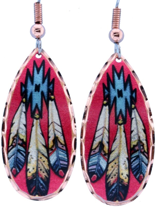 TEARDROP FEATHER COPPER EARRINGS LD-306