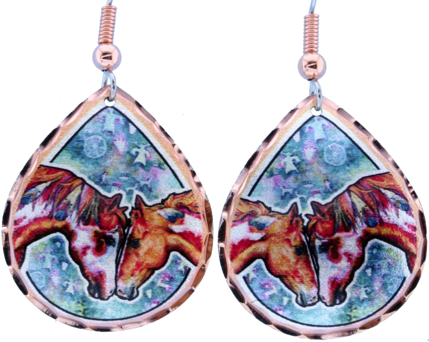 TEARDROP LOVE HORSES EARRINGS LD-334