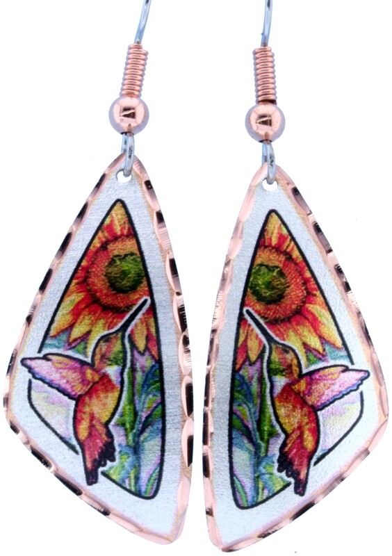 COLORFUL COPPER HUMMINGBIRD EARRINGS LD-304