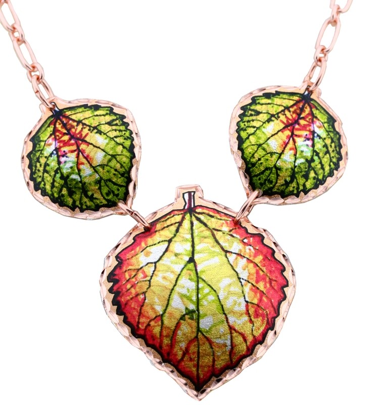COLORFUL ASPEN LEAVES COPPER NECKLACES NC-LDM273