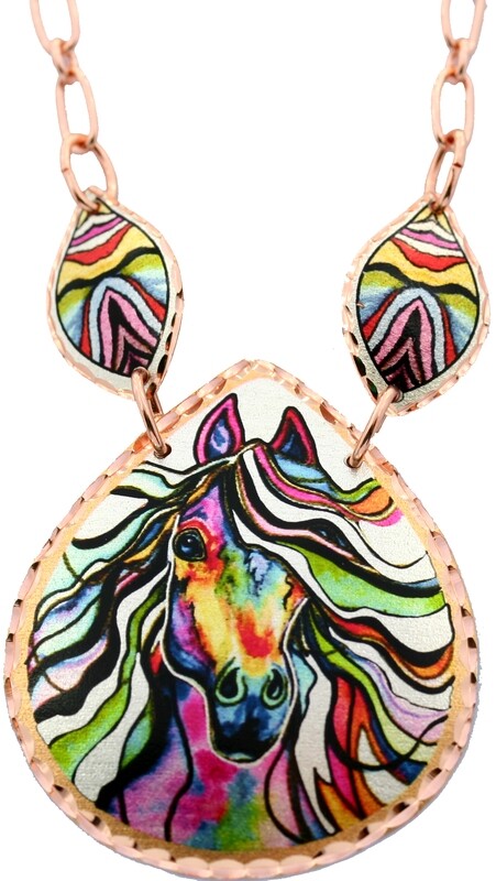 COLORFUL HORSE COPPER NECKLACES NC-LD42