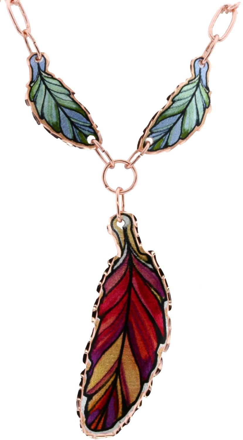 COPPER COLORFUL FEATHERS NECKLACE NC-YM108