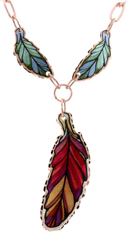 COPPER COLORFUL FEATHERS NECKLACE NC-YM108