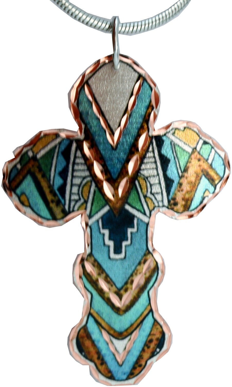 CROSS NECKLACE WITH SW NATIVE AMERICAN DESIGN NLD-167