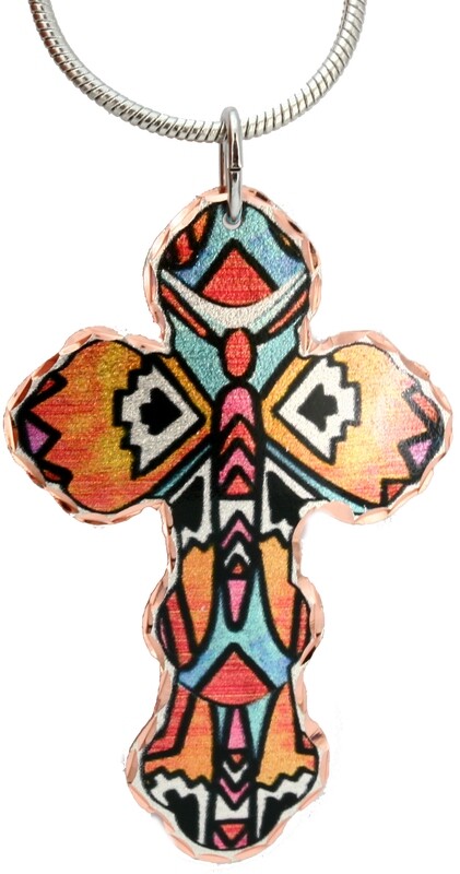 CROSS NECKLACE WITH SW NATIVE DESIGN NLD-168