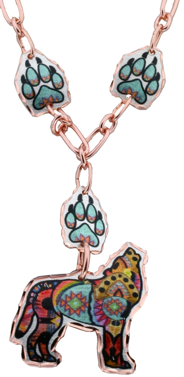 PAINTED WOLF COPPER NECKLACES NC-CM61