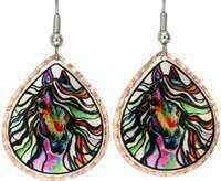 Rainbow Colored Horse Earrings LD-42