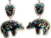 Dangle Southwestern Fetish Bear Earrings LDM-61