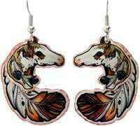 Dangle Feather Horse Earrings YM-54