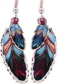 Dangle Copper Feather Art Earrings LDm-342