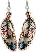 Copper Feather Bear Earrings LD-511