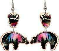 Northern Lights Bear & Paw Earrings AYm-11