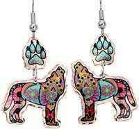 Dangle Wolf & Wolf Paw Earrings CM-61
