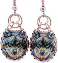 Copper Wire Wolf Face Earrings LJ-47