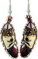 Wolf Copper Feather Earrings LF-01