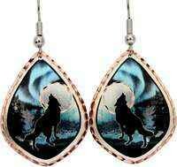 Alaska Northern Lights Howling Wolf Earrings AK-49