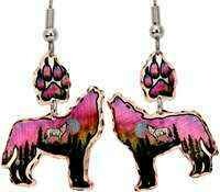 Howling Wolf and Paws Earrings AKm-61