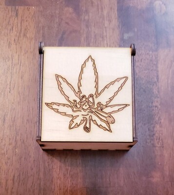 MARIJUANA MAN POT LEAF 4X4 Laser cut and engraved Trinket box with hinged lid,tab boxes