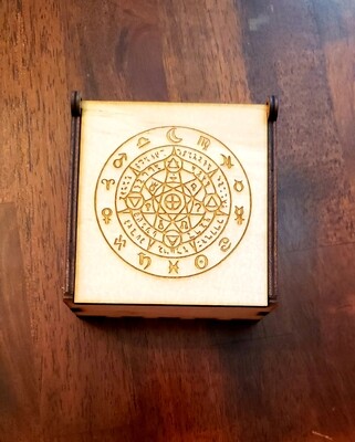 WICCAN ZODIAC CALENDAR 4X4 Laser cut and engraved Trinket box with hinged lid,tab boxes