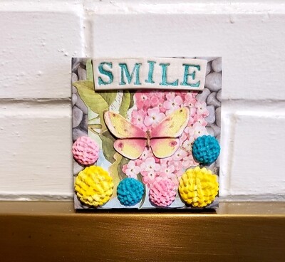 SMILE Quote Mixed Media Wall Art,Garden Plaque,Inspirational Unique gift