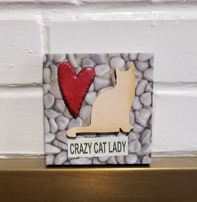 CRAZY CAT LADY Quote Mixed Media Wall Art,Plaque,Inspirational Unique gift