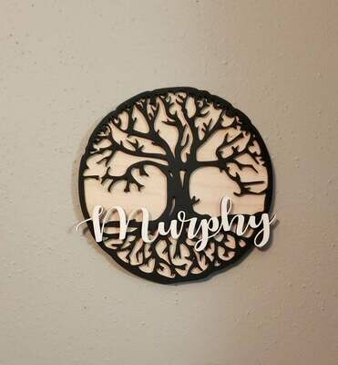 CUSTOM NAME FAMILY TREE OF LIFE WALL ART HANGING PLAQUE 9&quot;,PERSONALIZE