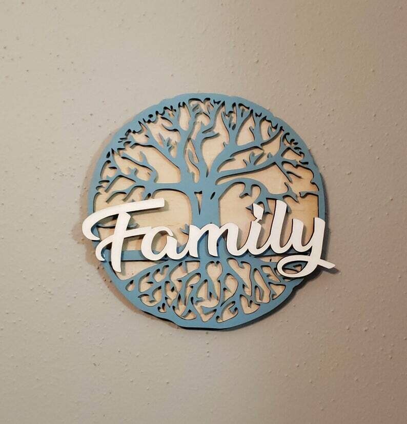 FAMILY TREE OF LIFE WALL ART HANGING PLAQUE 9&quot;
