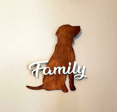 Dog Wall Art Plaque,10&quot; tall by 9&quot; wide,Chocolate Lab Family door hanger