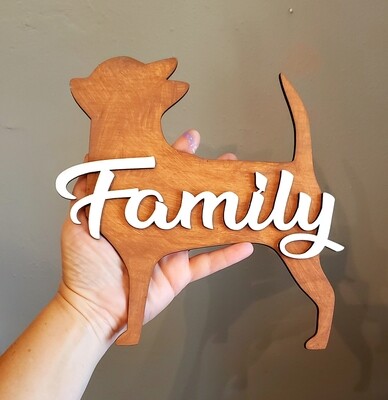 Dog Wall Art Plaque,8.5&quot; tall by 8.5&quot; wide,Chihuahua Family door hanger,Personalized,Custom made to order