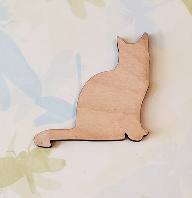Kitty Cat Laser wood cut out,3&quot; tall,1/4&quot; Unfinished birch,plain,not painted,diy,paint yourself,craft supply,supplies