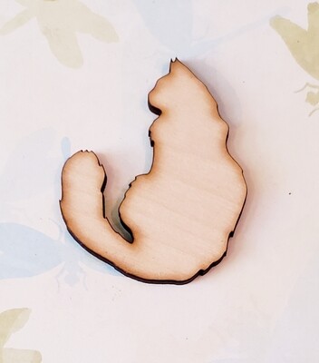 Fluffy Cat Laser wood cut out,3&quot; tall,1/4&quot; Unfinished birch,plain,not painted,diy,paint yourself,craft supply