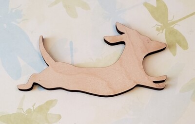 RUNNING DACHSHUND Laser wood cut out,2 1/2&quot; tall,1/4&quot; Unfinished birch,not painted,diy,paint yourself,craft supply,supplies,weiner dogs