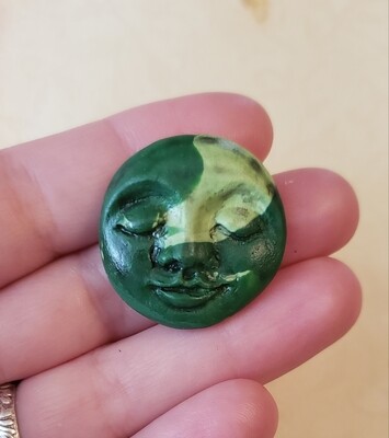 Polymer Clay face Cabochon,Flat back bead,1 1/8&quot;,handmade supply,focal bead,no hole,art bead