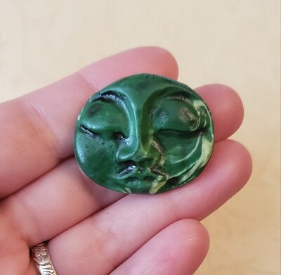 Polymer Clay face Cabochon,Flat back bead,1 3/8&quot;,handmade supply,focal bead,no hole,art bead