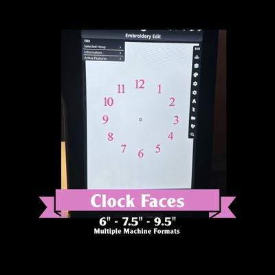 Clock Face Embroidery Design Set