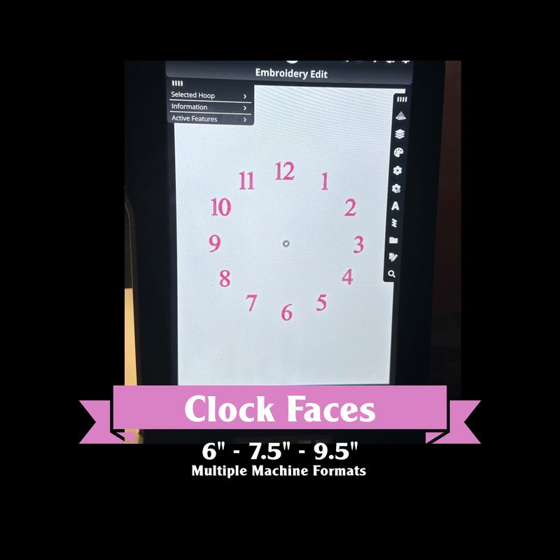 Clock Face Embroidery Design Set