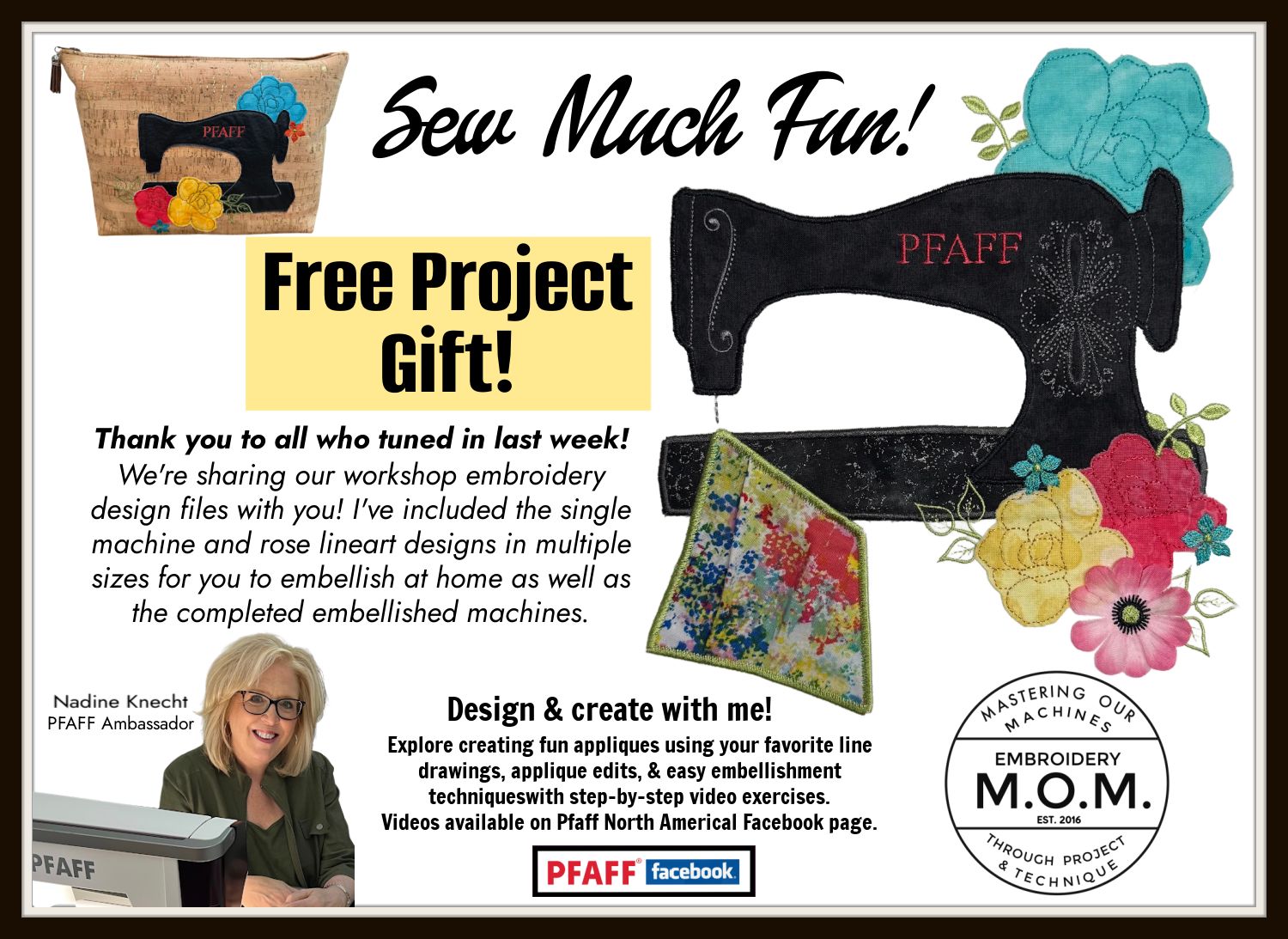 Sew Much Fun! LineArt &amp; Embroidery Design Gift
