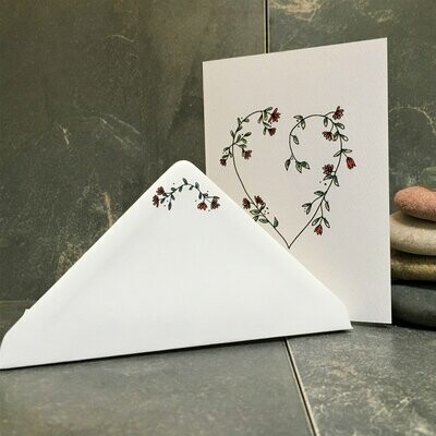 Greetings Card - Flower heart, hand painted