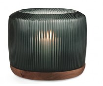 GUAXS San Francisco Lantern L glass dark indigo/base walnut