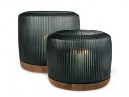 GUAXS San Francisco Lantern L glass dark indigo/base walnut